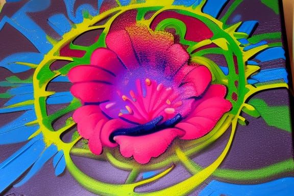 Colorful 3D Clay Flower Graffiti Art