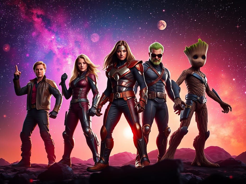 Hyper-Realistic Guardians of the Galaxy Portrait in Vibrant,...