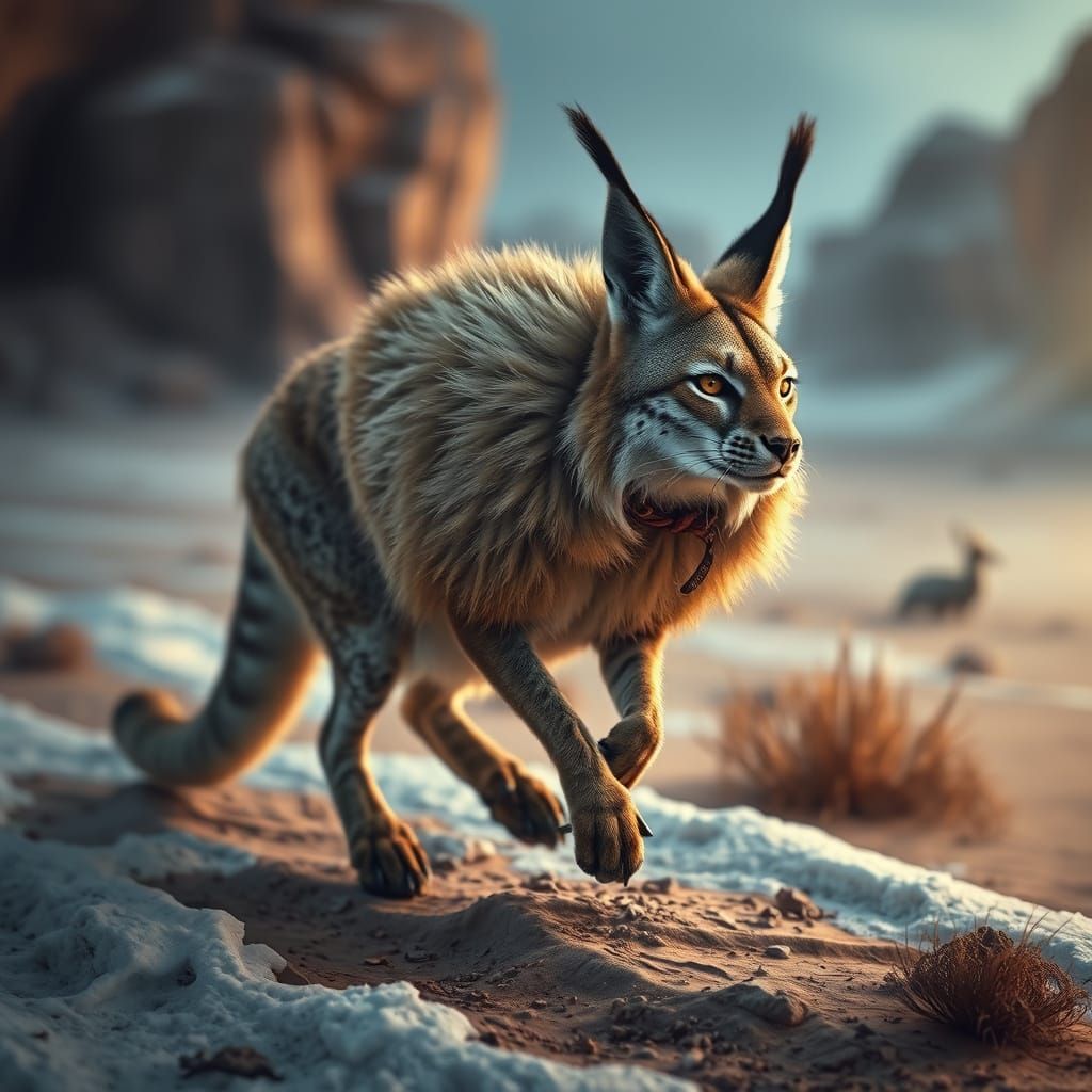 Kangaroo Lynx Hybrid in Hyperrealistic Style