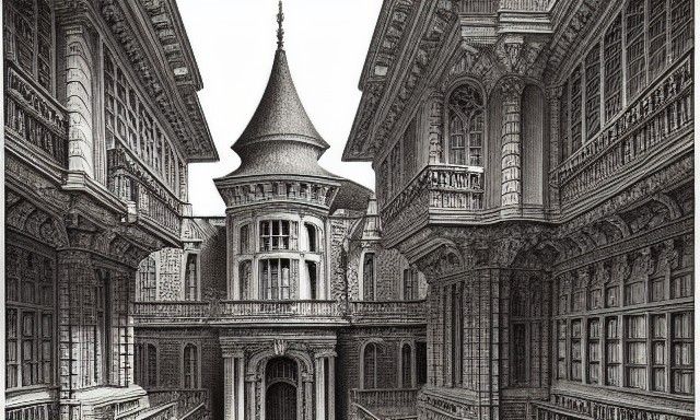 Escher-Inspired Architecture with Volumetric Lighting