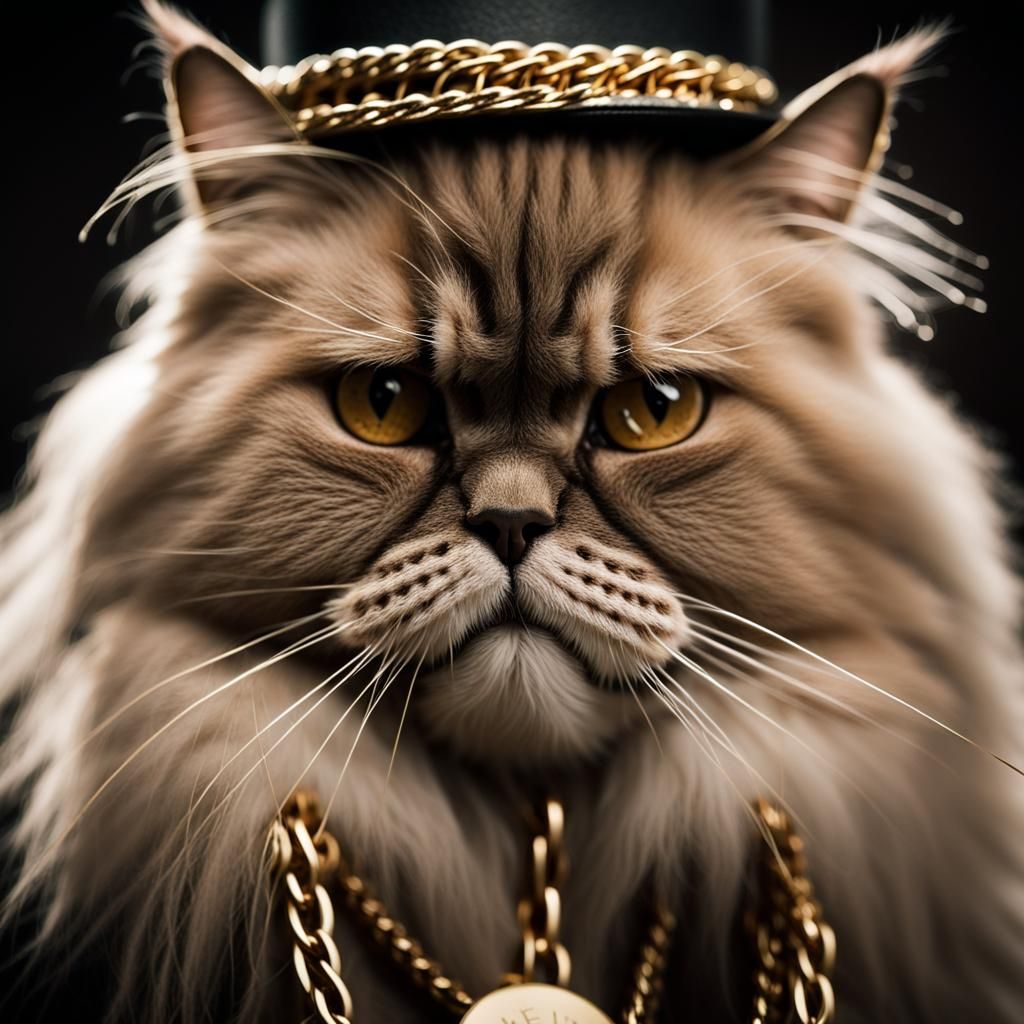 Gangster Cat Portrait in Ambient Light