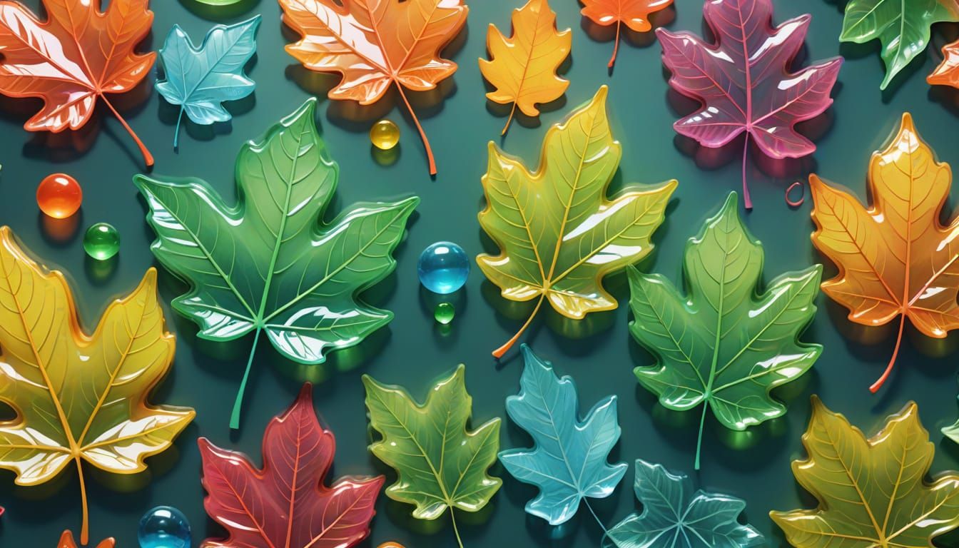 Translucent Leaf in Candy Art Style Double Exposure