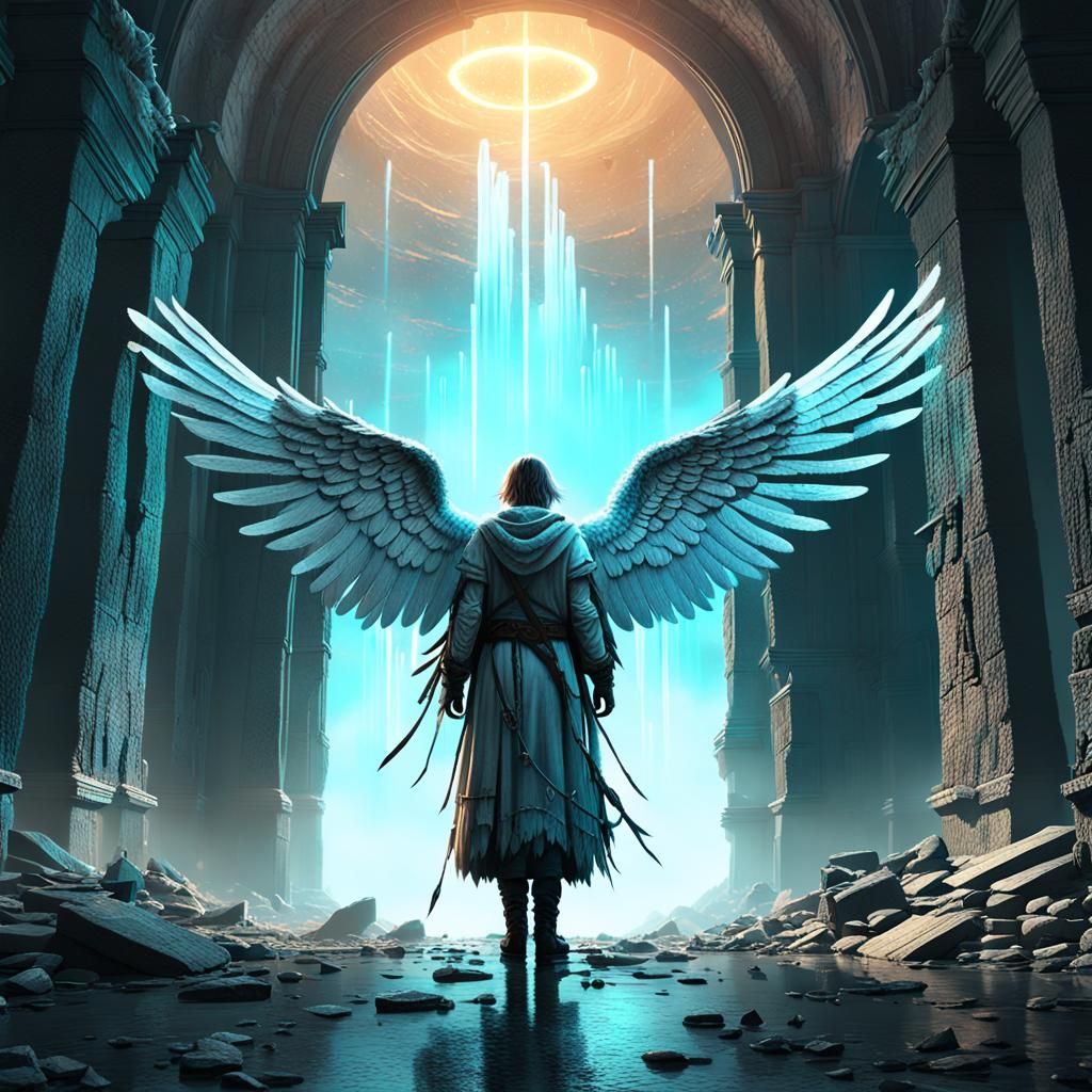 Mystical Angel in a Digital Matte Painting
