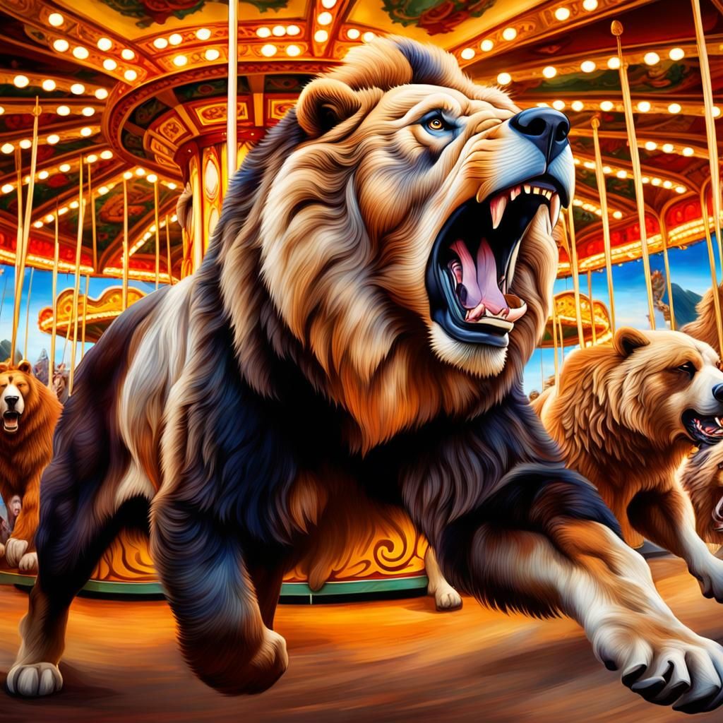 Hyperrealistic Carousel Ride with Dynamic Animals