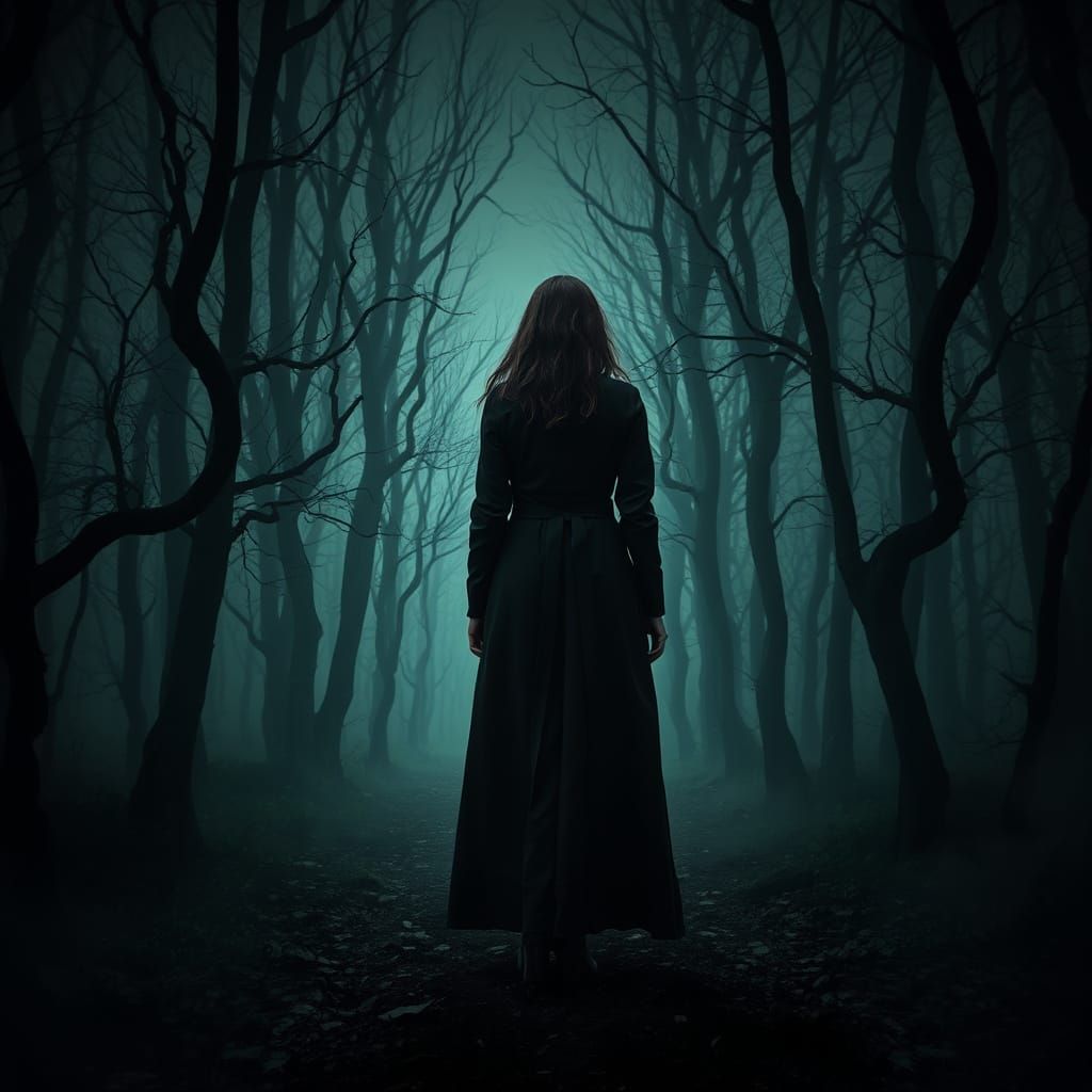 Eerie Forest Scene in Gothic Horror Style