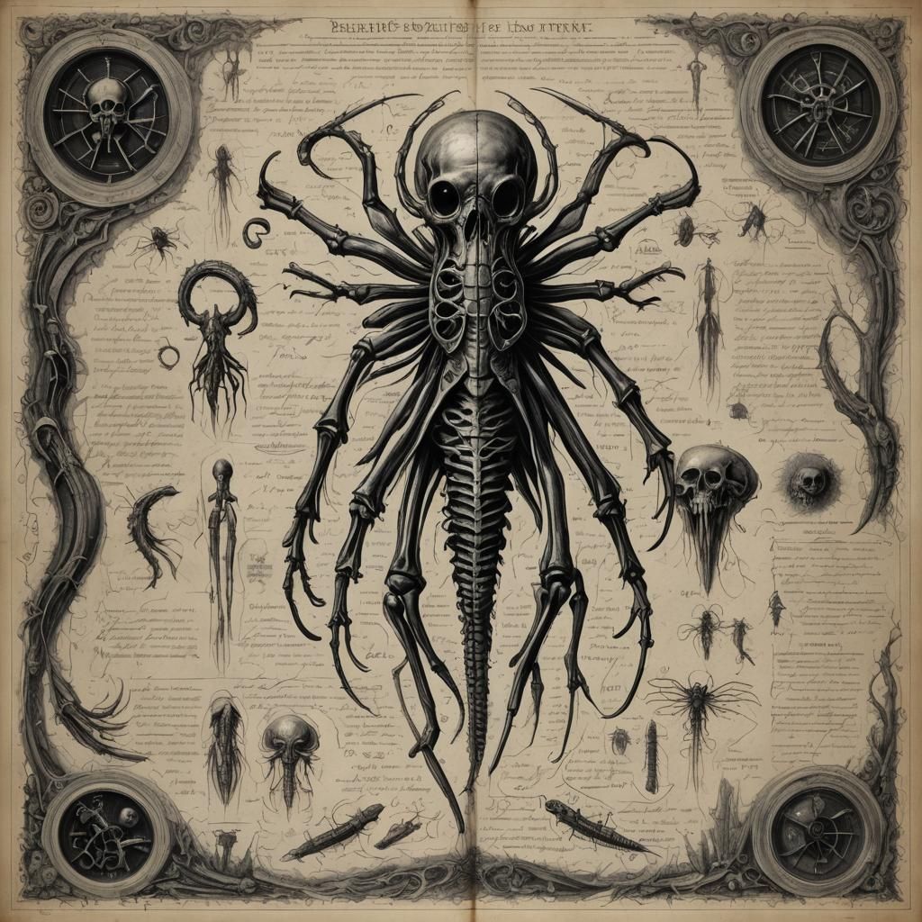 Anatomical Blueprint of Eldritch Horror Creature
