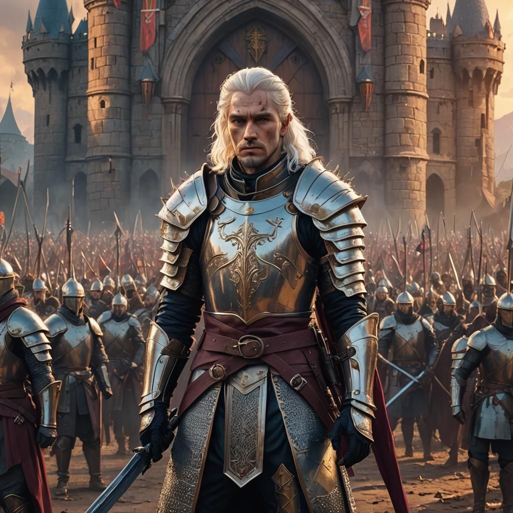 Regal King Leads Army in Fantasy Matte Painting