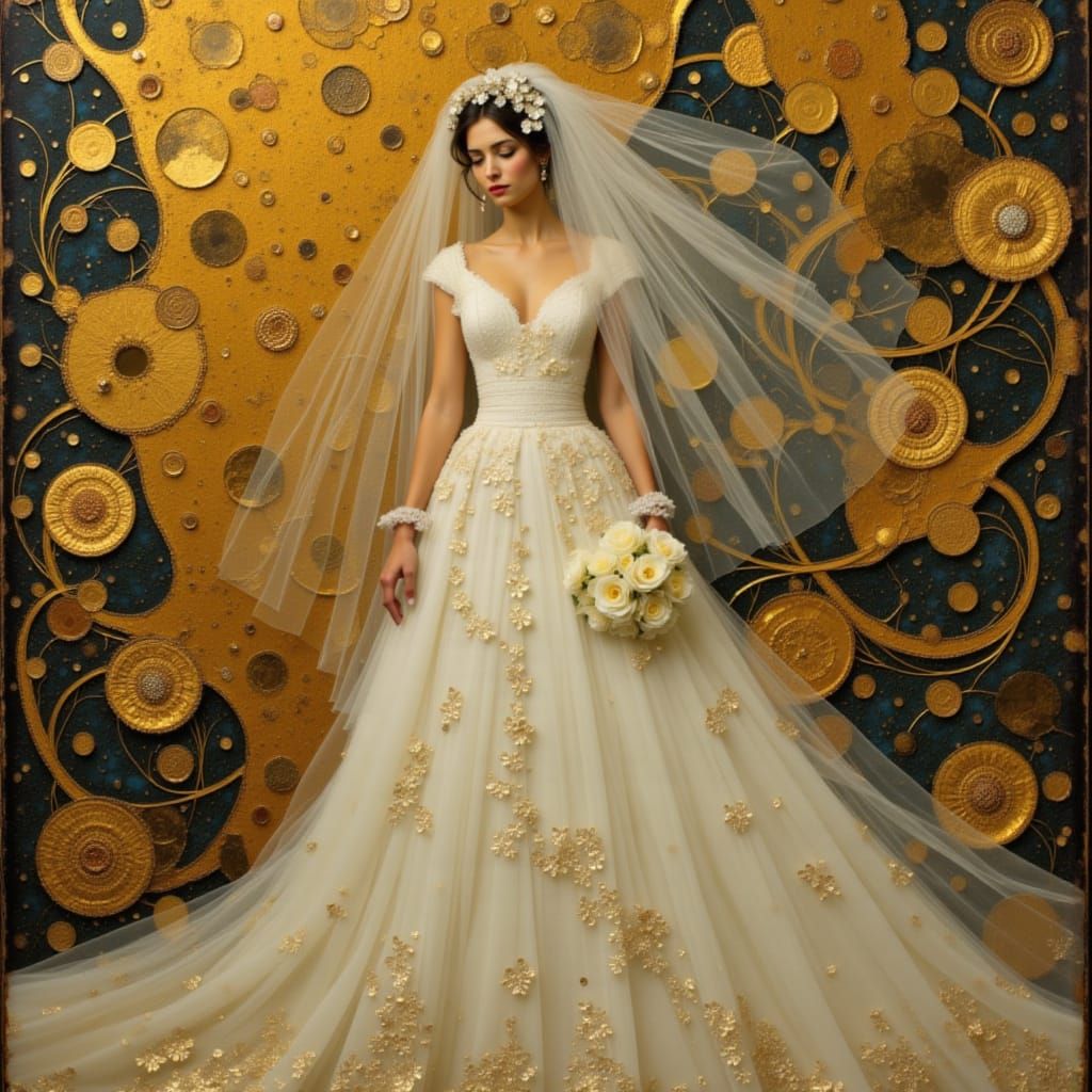 Jewish Bride in Klimt Style with Gold and Floral Embellishme...