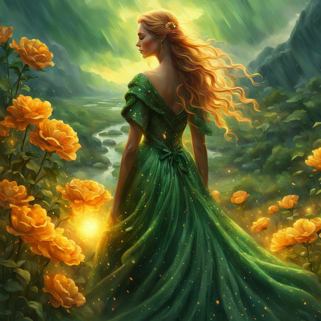 Mother Nature Embraces a Burning World: Oil Painting