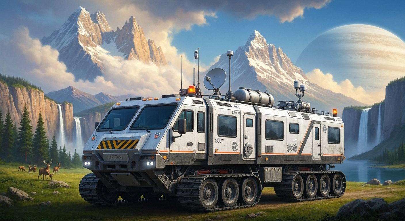 Colossal Exploration Vehicle in Romantic Luminism Style