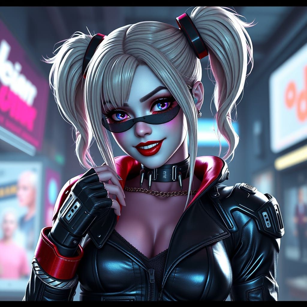 Harley Quinn in Cyberpunk Aesthetic