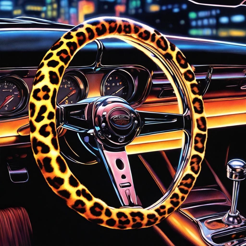 Retro Car Dashboard in Sorayama Airbrush Style