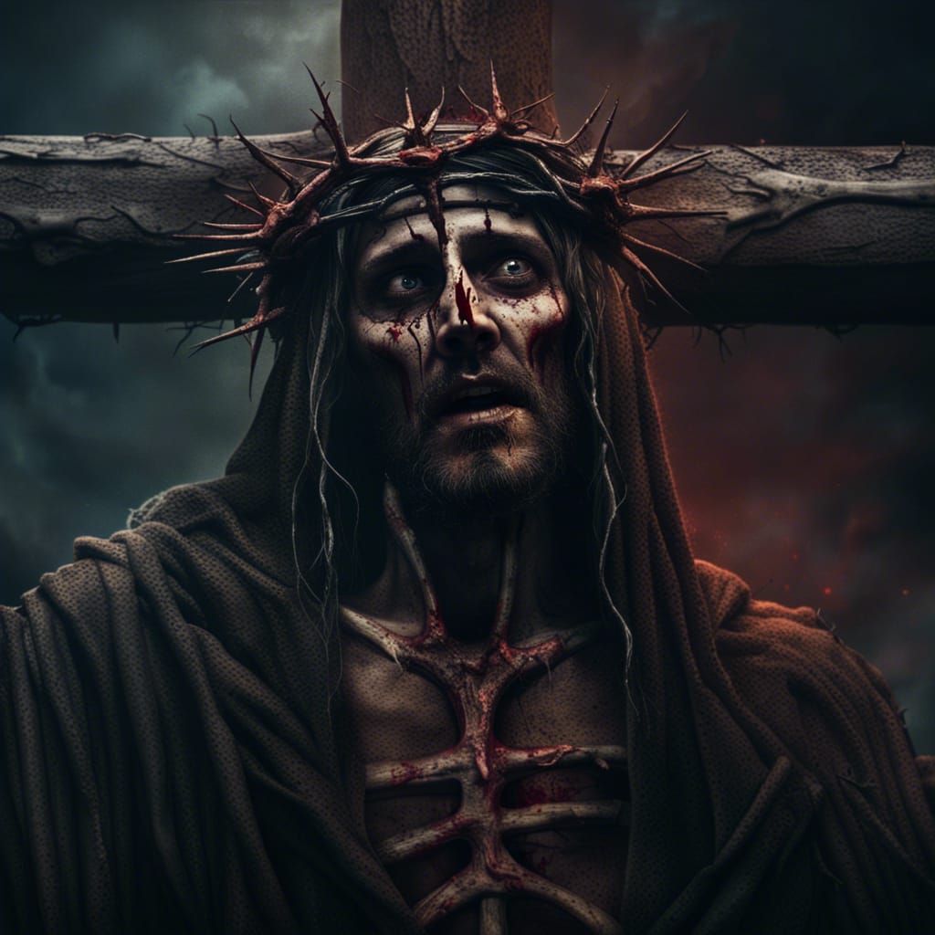 Jesus Christ on Cross with Zombie Nuns