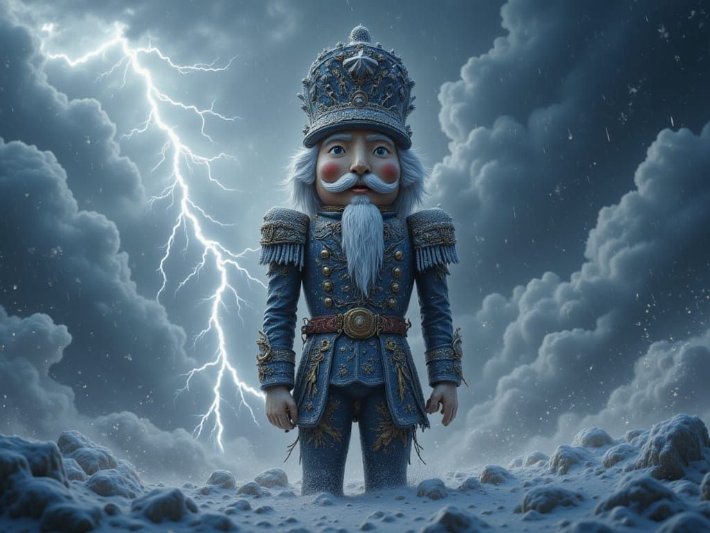 Christmas Nutcracker in Winter Storm