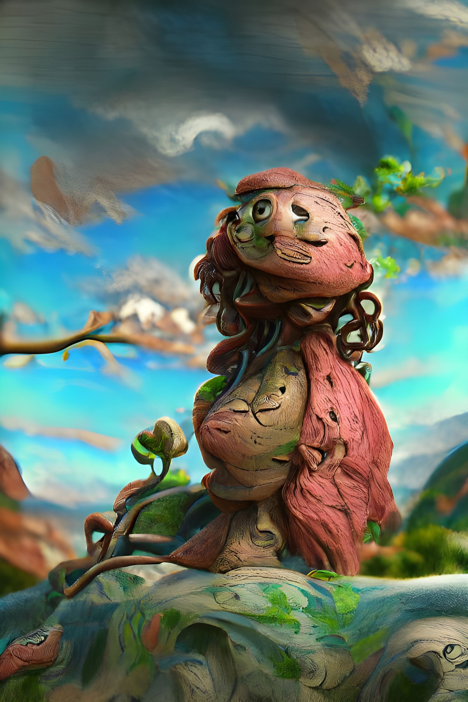 Volcanic Rock Monster in Claymation Style