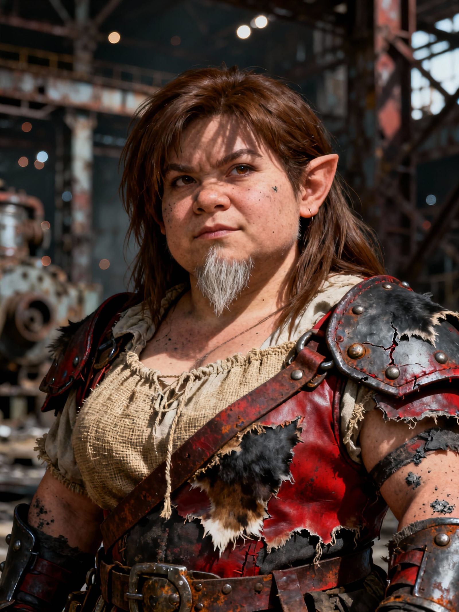 Cute Post-Apocalyptic Halfling-Dwarf Warrior Portrait