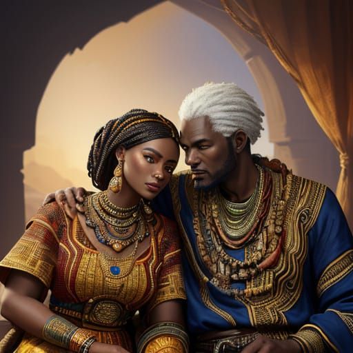Vibrant African Couple in Traditional Dress