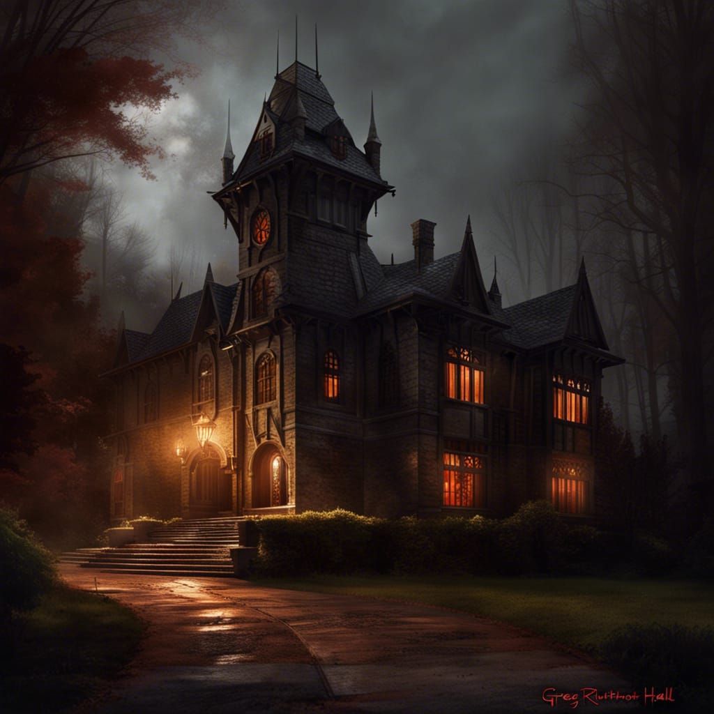 Sinister Vampire Castle at Night in Dark Fantasy Style