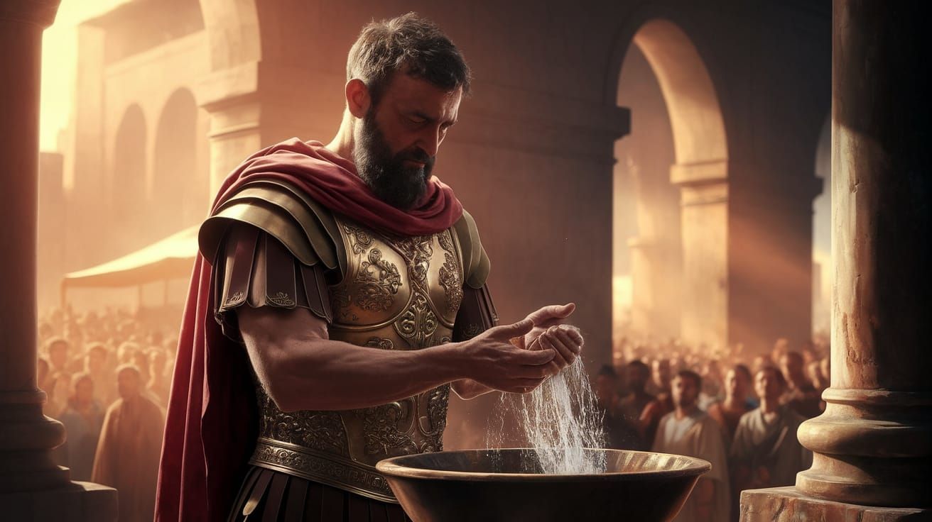 Roman Governor Pontius Pilate Washes Hands in Dramatic 4K HD...