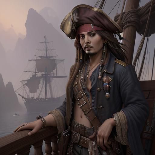 Detailed Matte Painting of Captain Jack Sparrow
