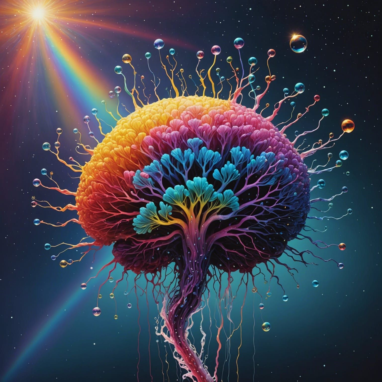 Brain Flowers in a Chromatic Galaxy