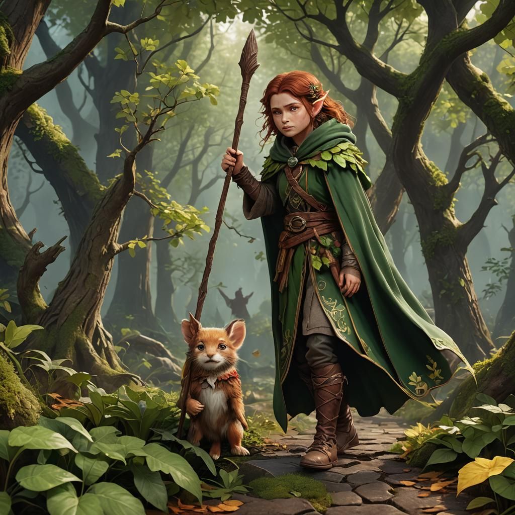 Halfling Druid with Staff: Fantasy Concept Art