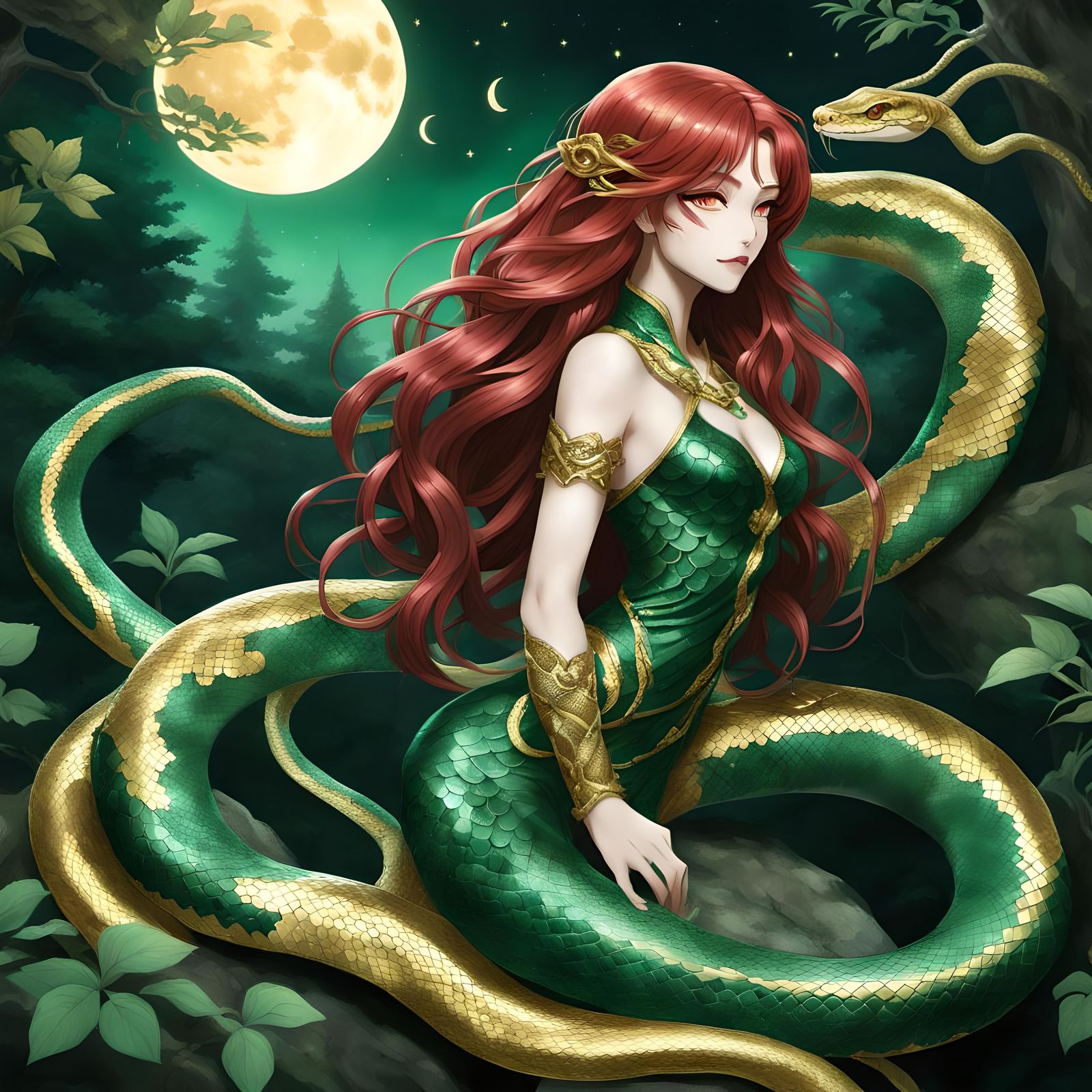 Snake-Woman hunting males for dinner