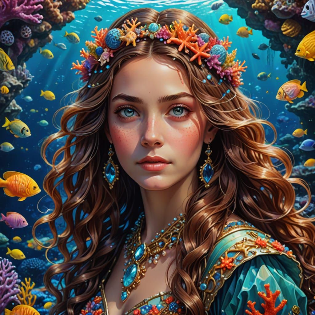 Leucothea, Goddess of Sailors, in Detailed Portrait