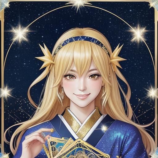 Blonde Tarot Reader in Sparkling Manga Style