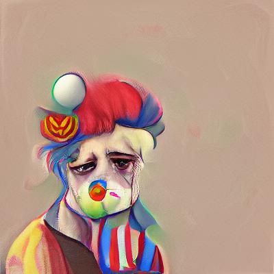Melancholy Clown with Painted Face