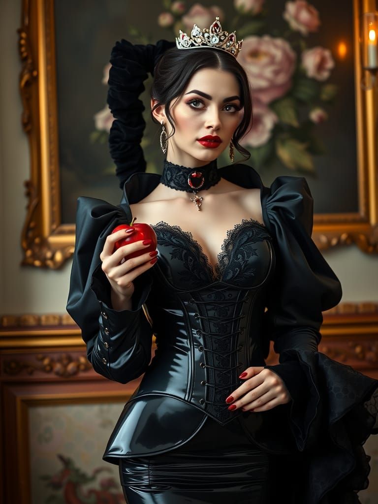 A man-sissy dressed in an elegant latex black gown, resembli...