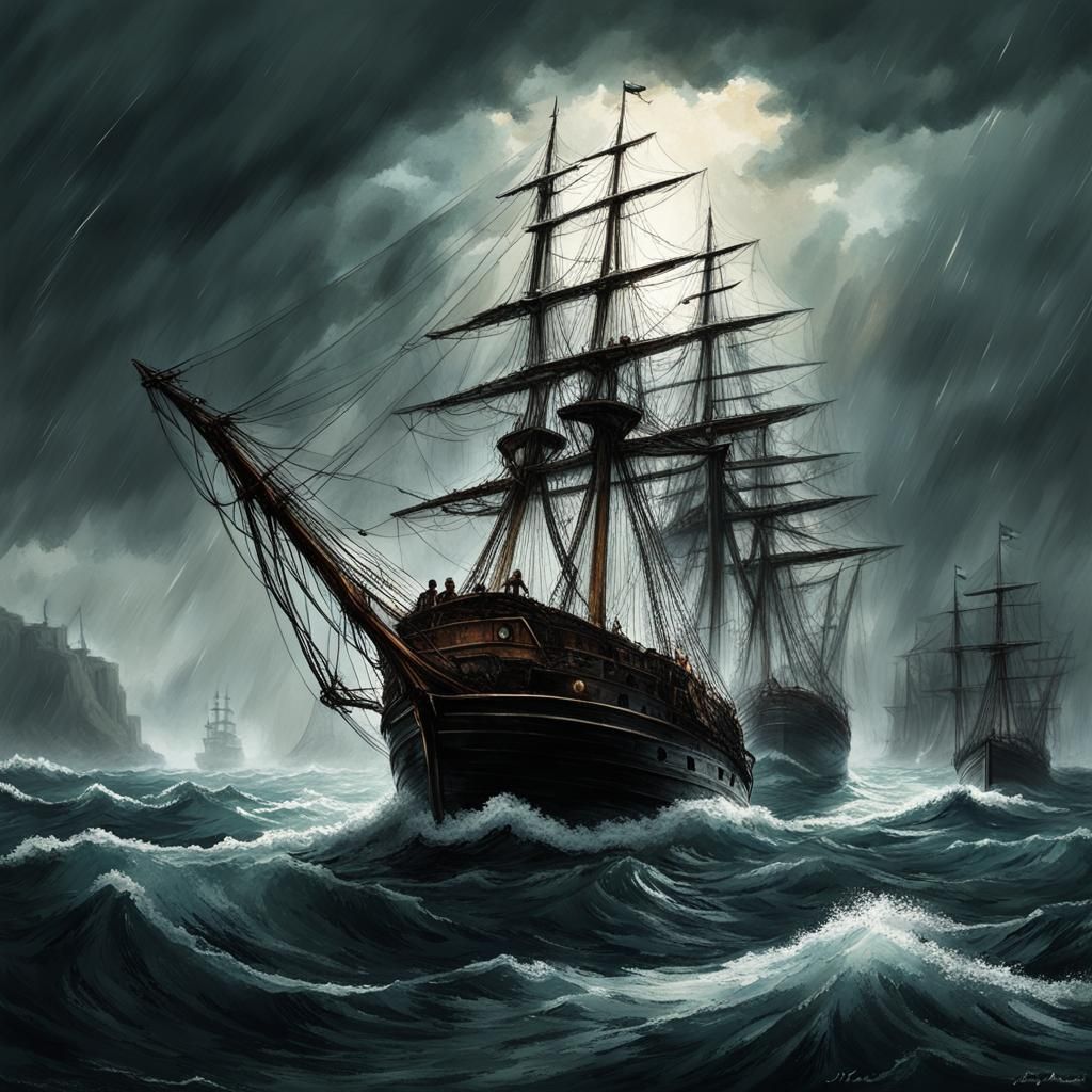 There lies the port; the vessel puffs her sail:
There gloom the dark, broad seas. My mariners,