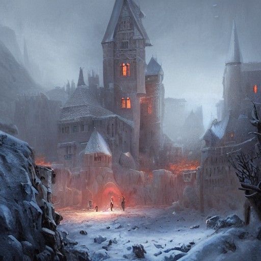 Castle Siege in a Dystopian Winter Storm