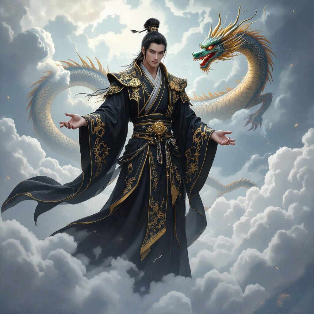 Celestial Dragon God in Thunderous Storm