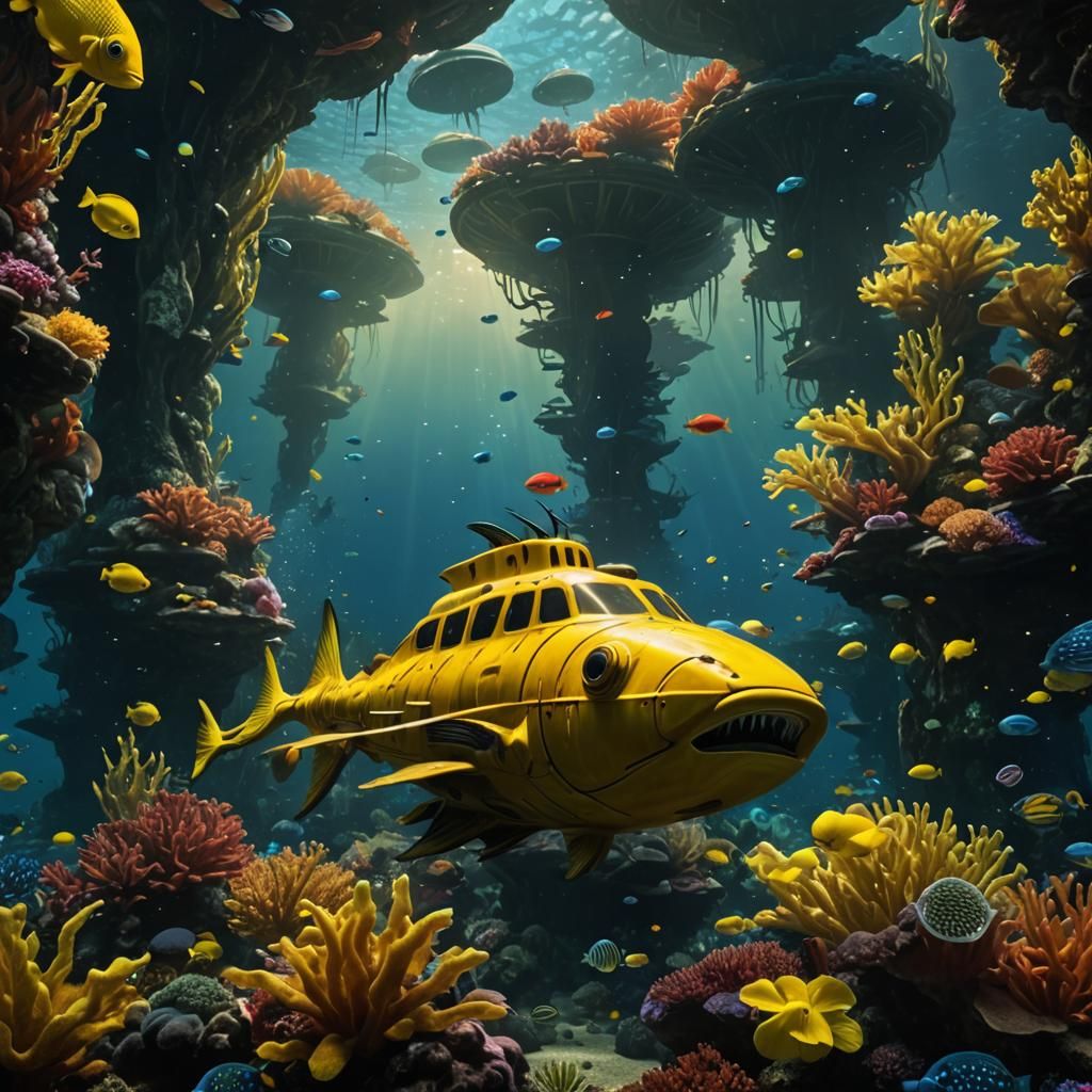 Alien Spaceship with Giant Tropical Fish