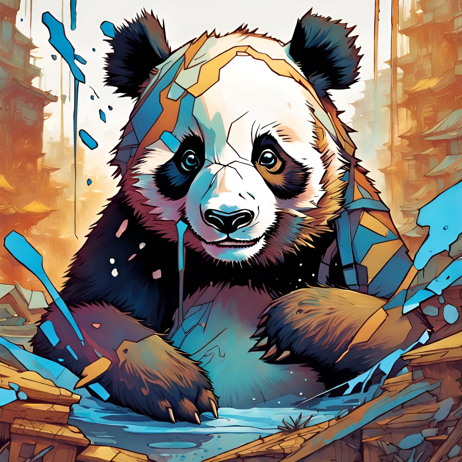 Scared Panda in Borderlands Style