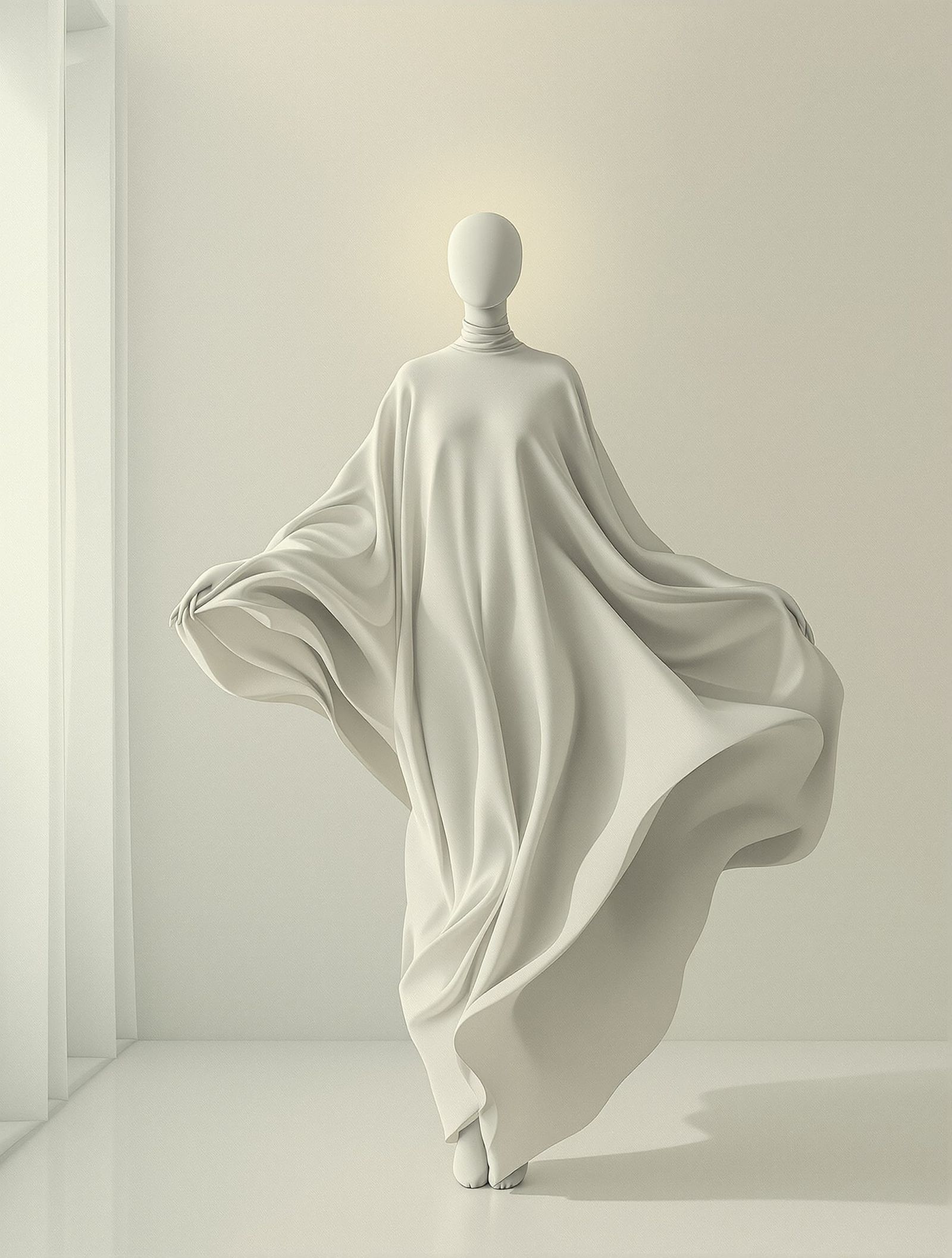 Ethereal Figure Embodies Corporate Muzak in Minimalist Offic...