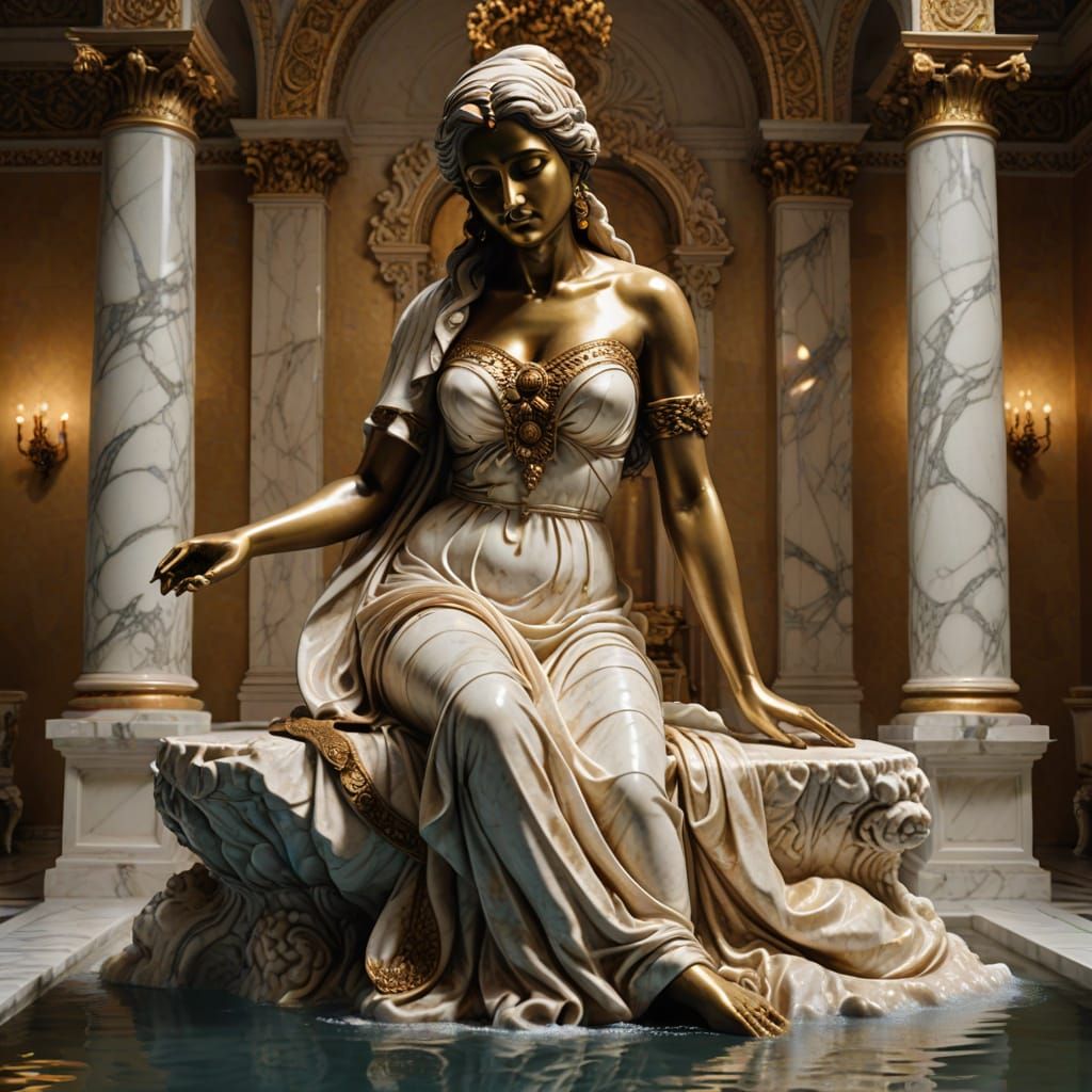 Baroque Marble Sculpture of an Indian Woman