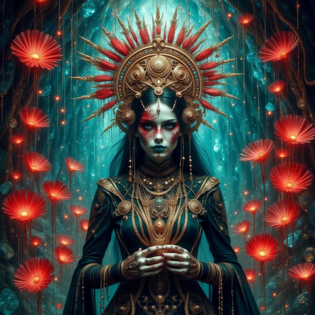 Oracle in Underwater Cathedral City, Dreamlike and Surreal