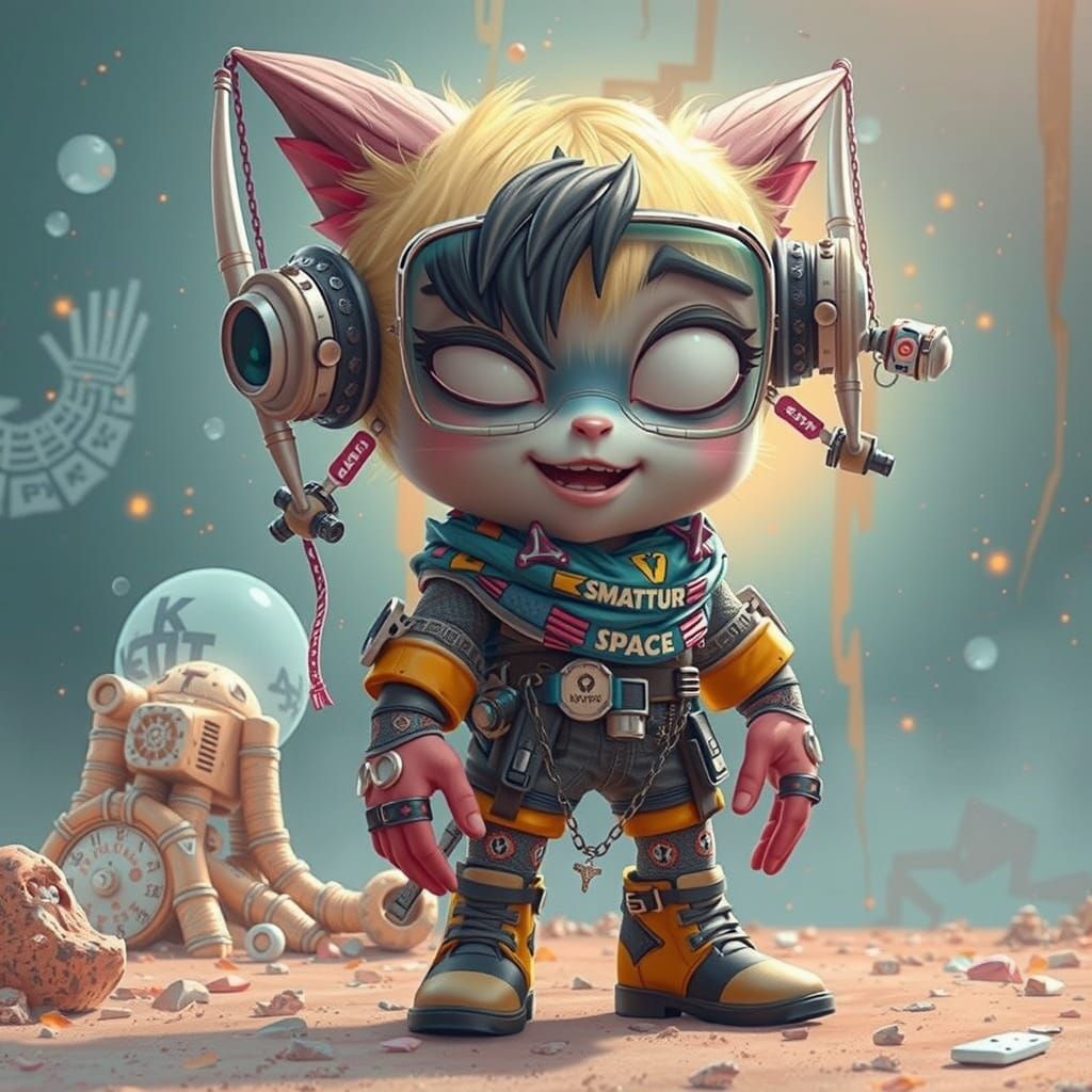 Vibrant Modern Animated Character with Bold Attire and Neon ...