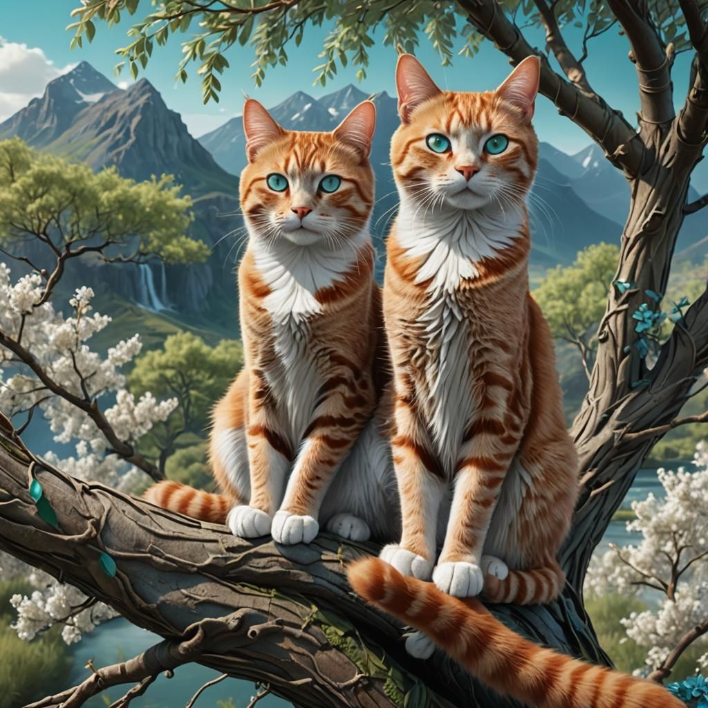 Cats in Love: Detailed Matte Painting in 8K