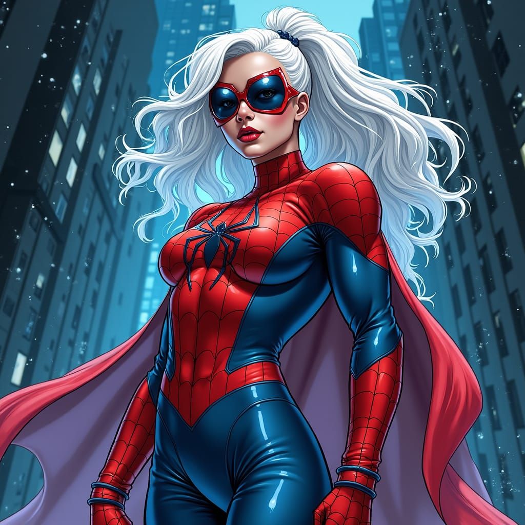 Snow White as Spider-Man in Comic Book Style