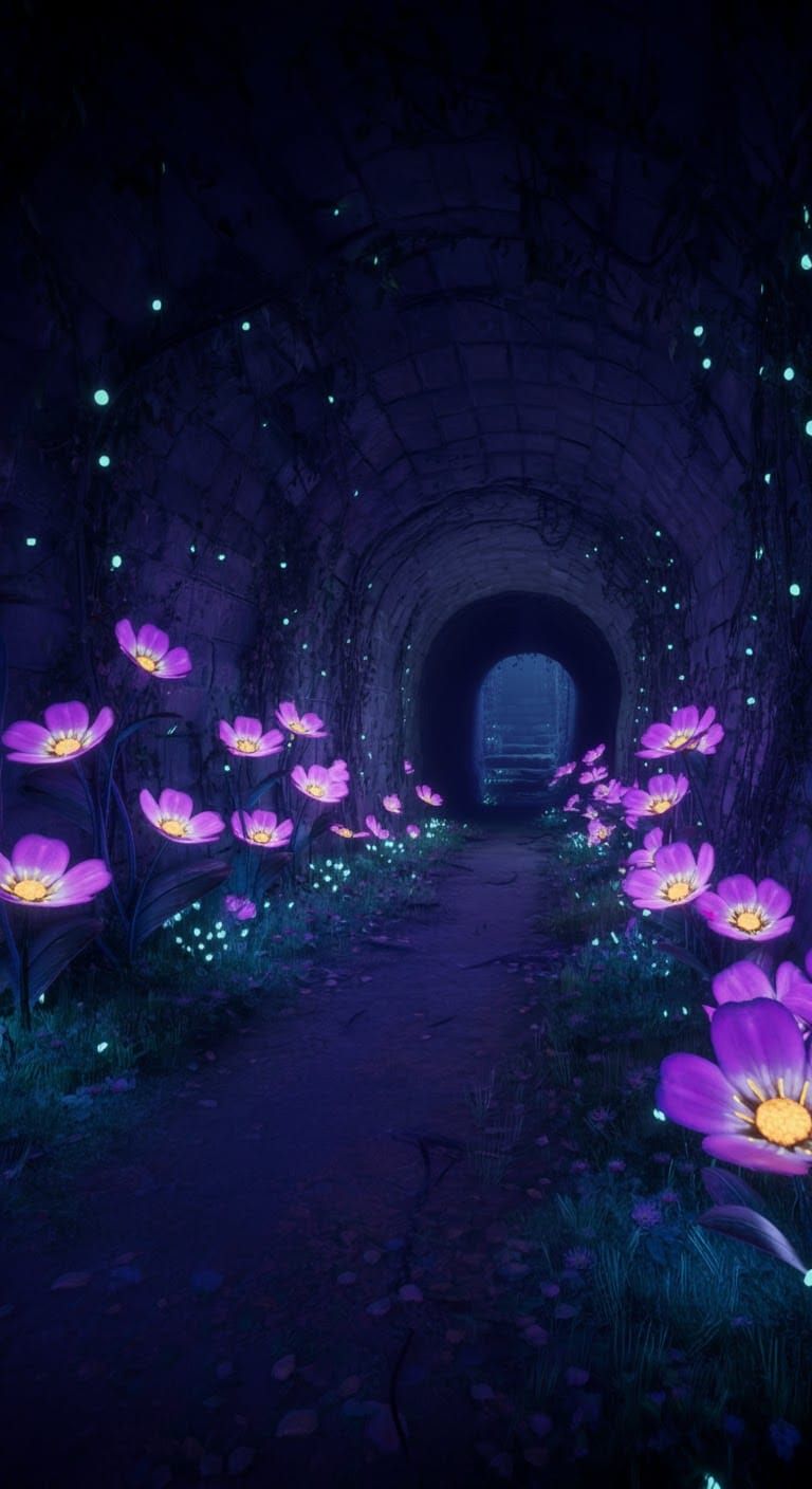 Glowing Underwater Garden with Hidden Tunnel