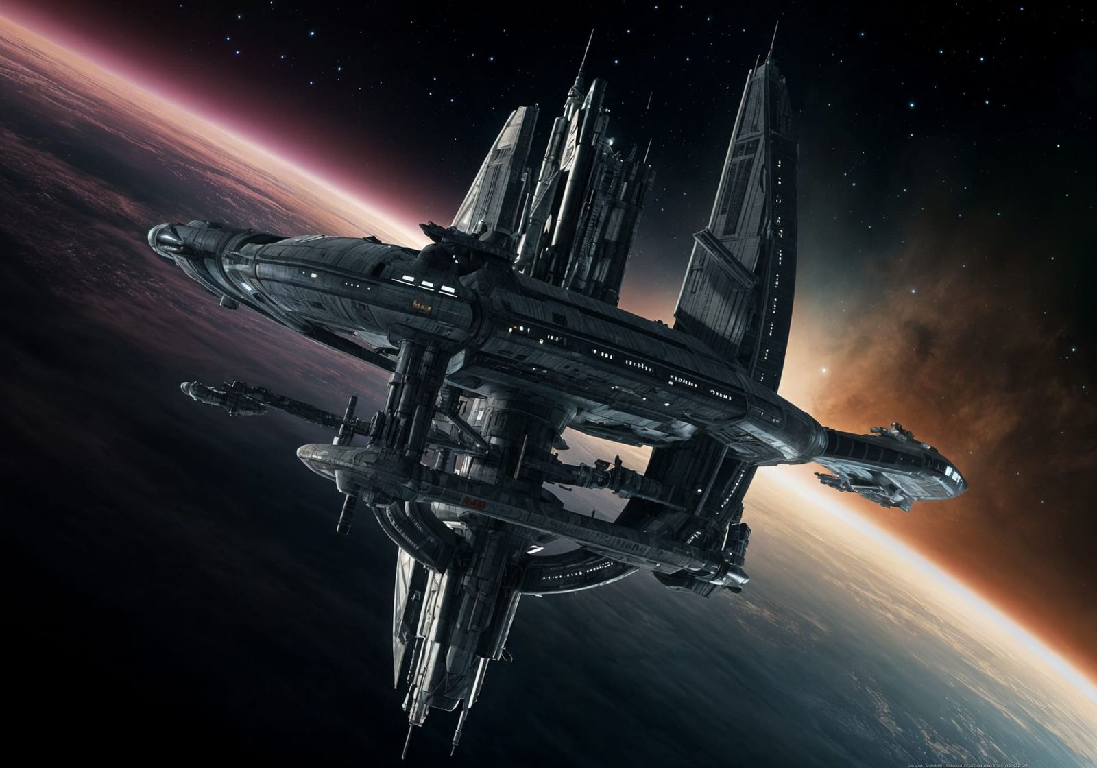 Detailed Space Station Inspired by Deep Space 9