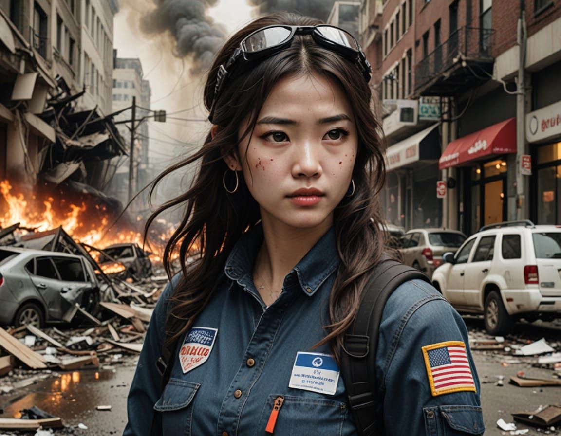 Mischievous Girl in Front of Burning House