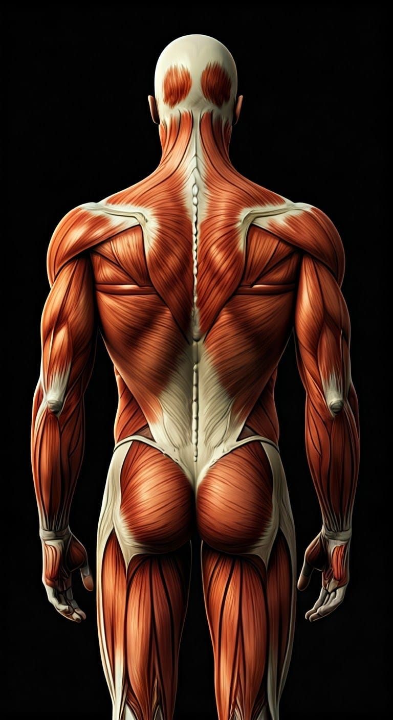 Muscular Figure in Color Ink Illustration