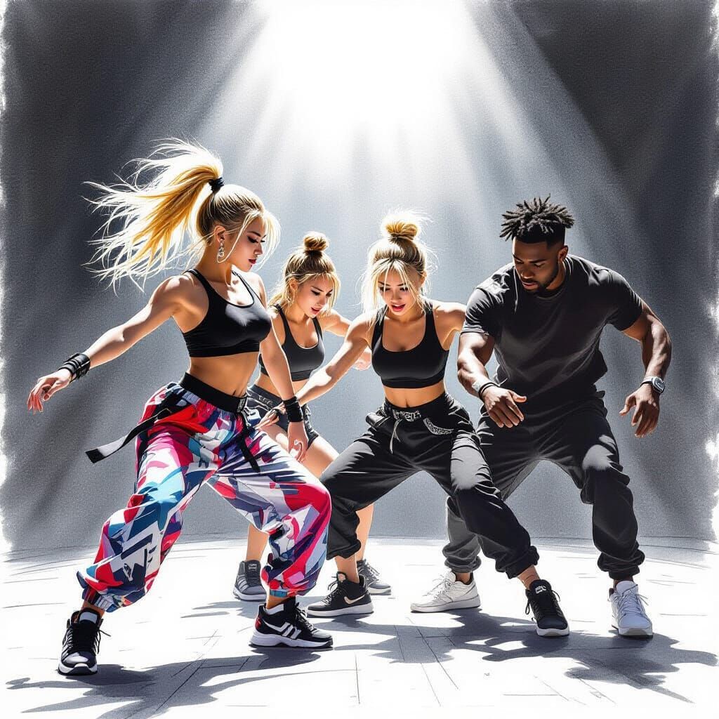 Dynamic Street Dance Performance on Stage