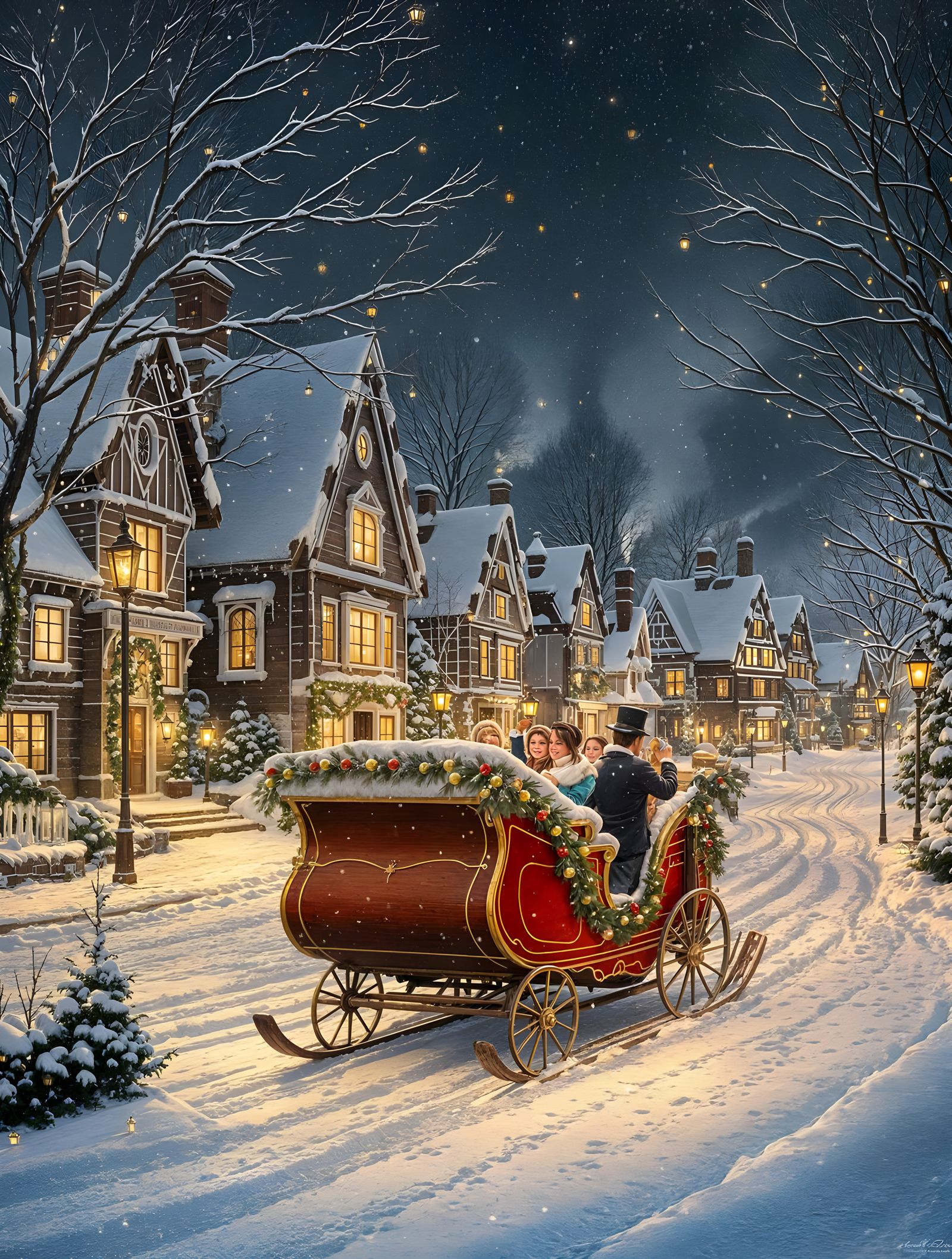 Victorian Christmas Village Sleigh Ride at Twilight