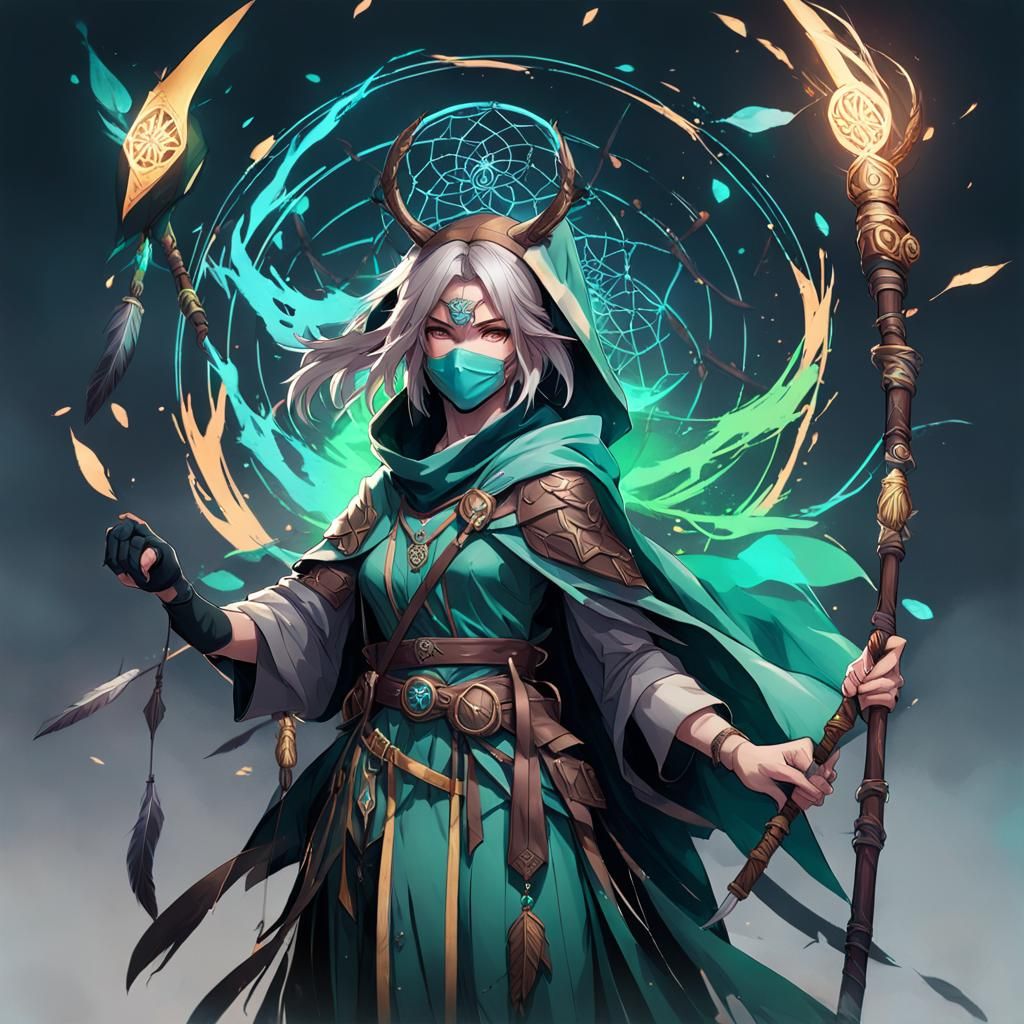 Druid Girl Portrait in Anime Art Style