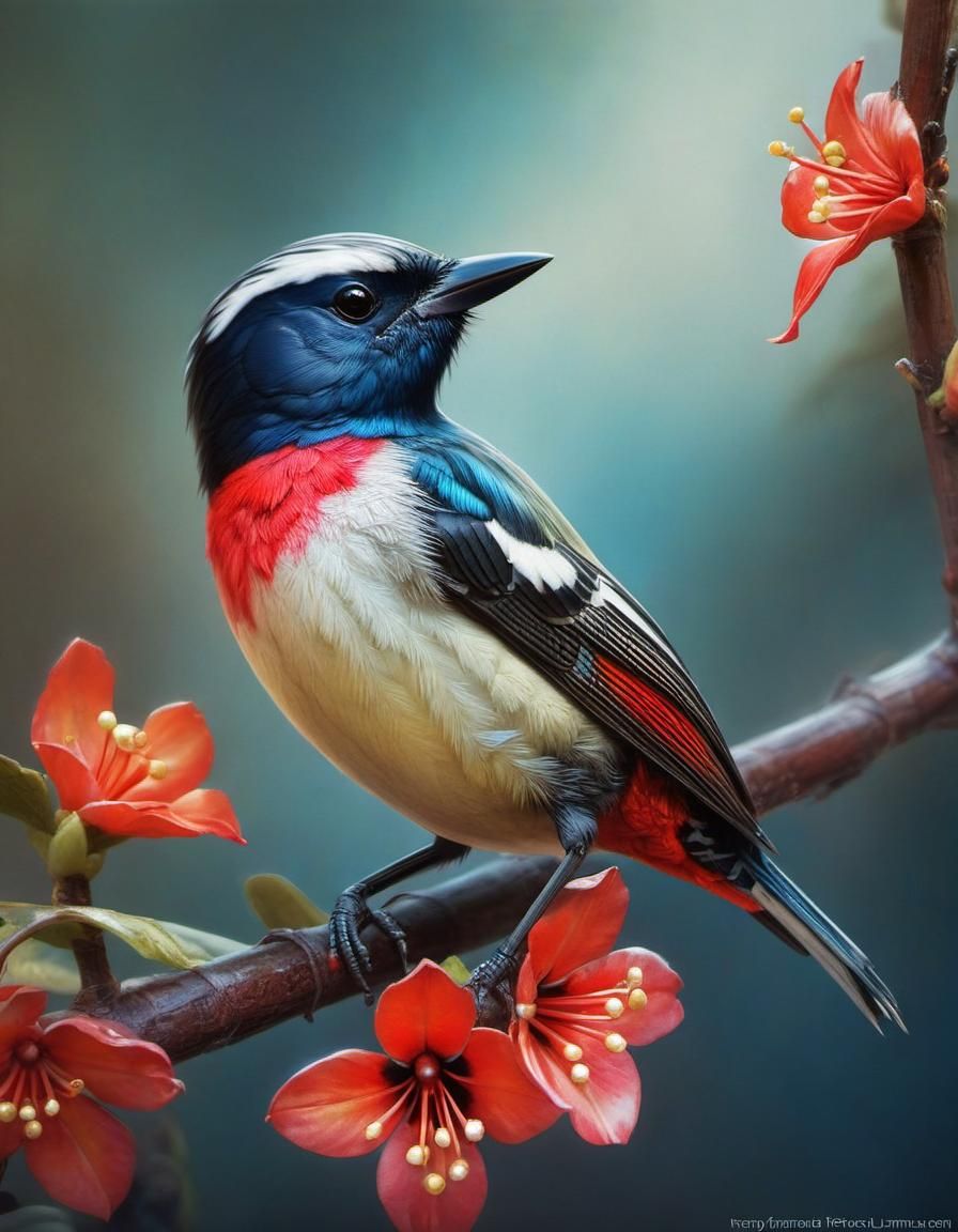 Cebu Flowerpecker in Photorealistic Style